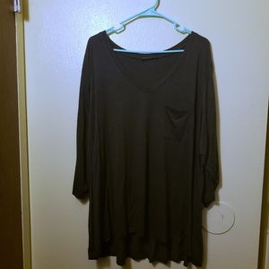 Gray v-neck blouse with pocket